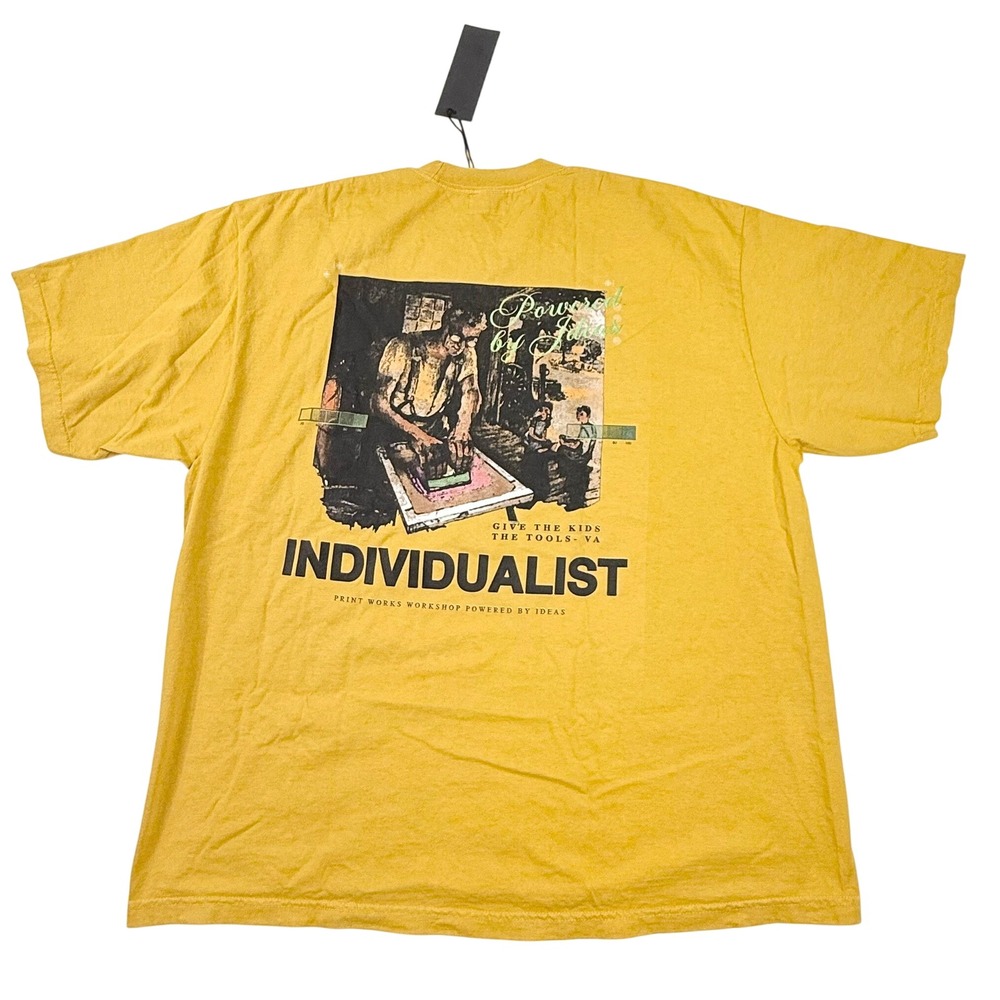 Individualist Give The Kids The Tools Graphic Tee Mustard Yellow 2X New